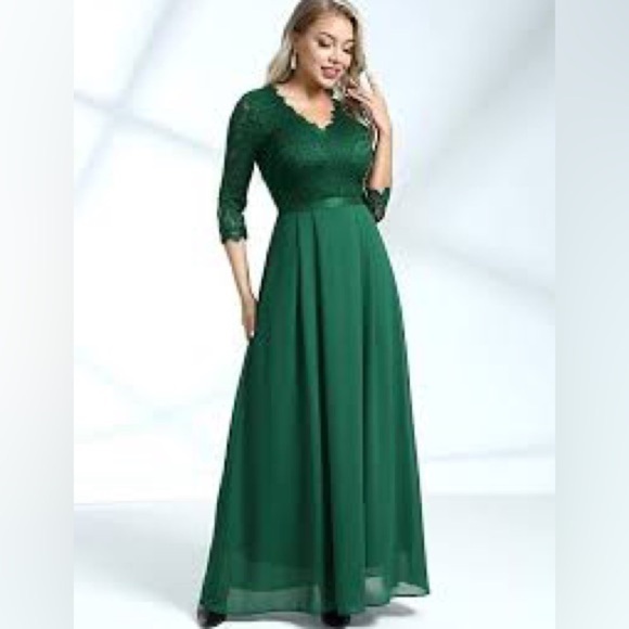MISSMAY Women's Formal Floral Lace 2/3 Sleeves Long Evening Party Maxi Dress S - Picture 1 of 7